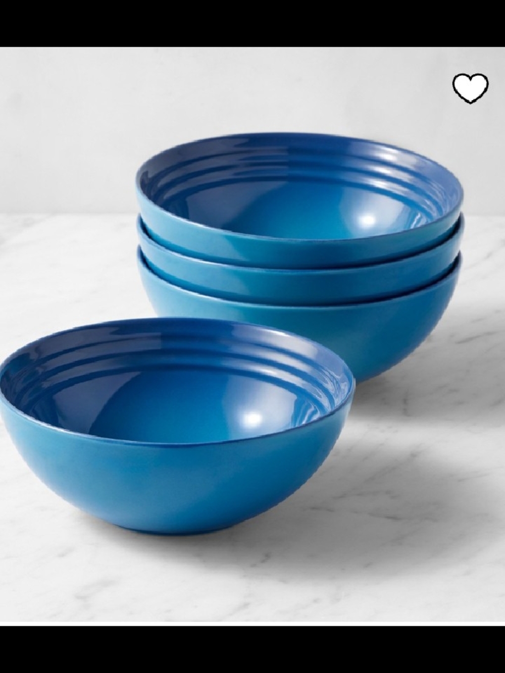 Le Creuset Blue Glazed Serving Bowls - Set of 4